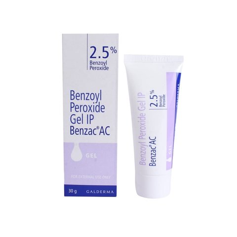 Benzac AC 2.5% benzoyl peroxide gel product pack