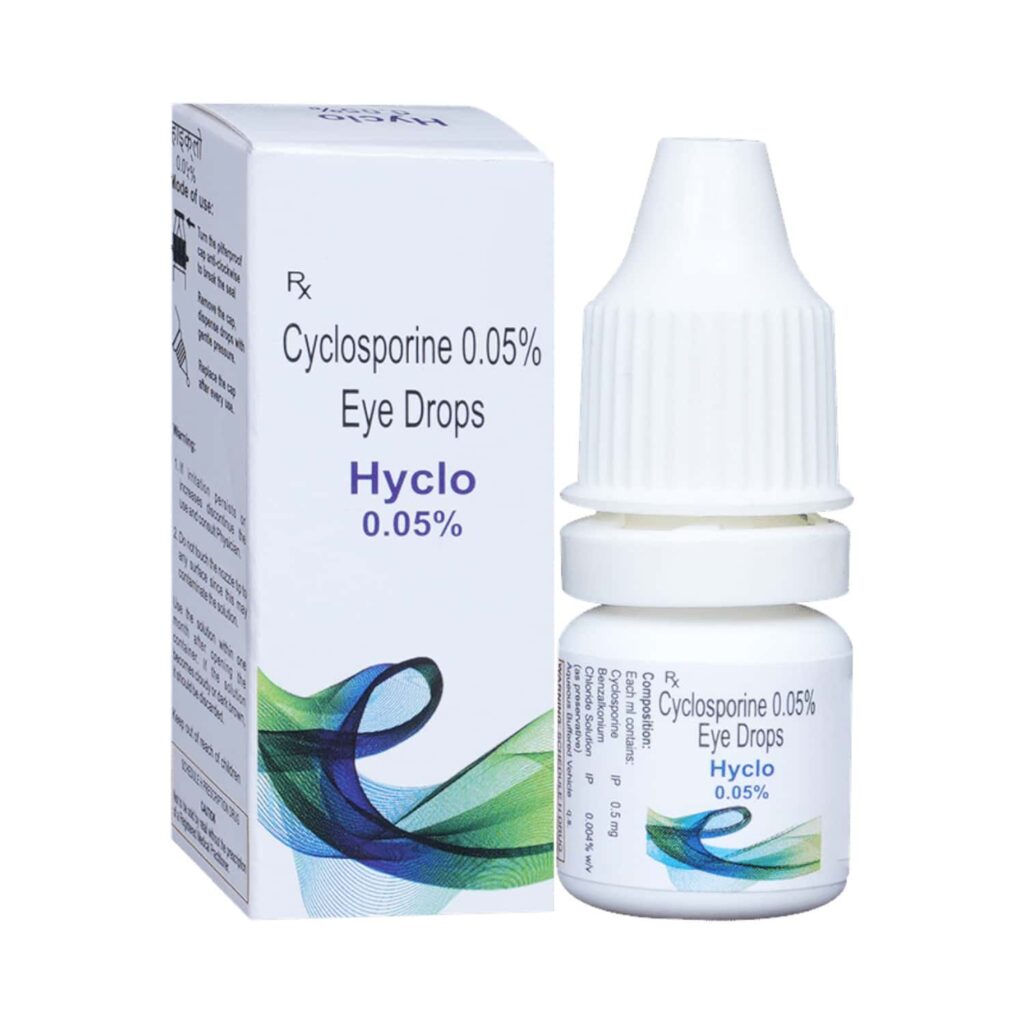 Hyclo 0.05% cyclosporine eye drops 5 ml product pack