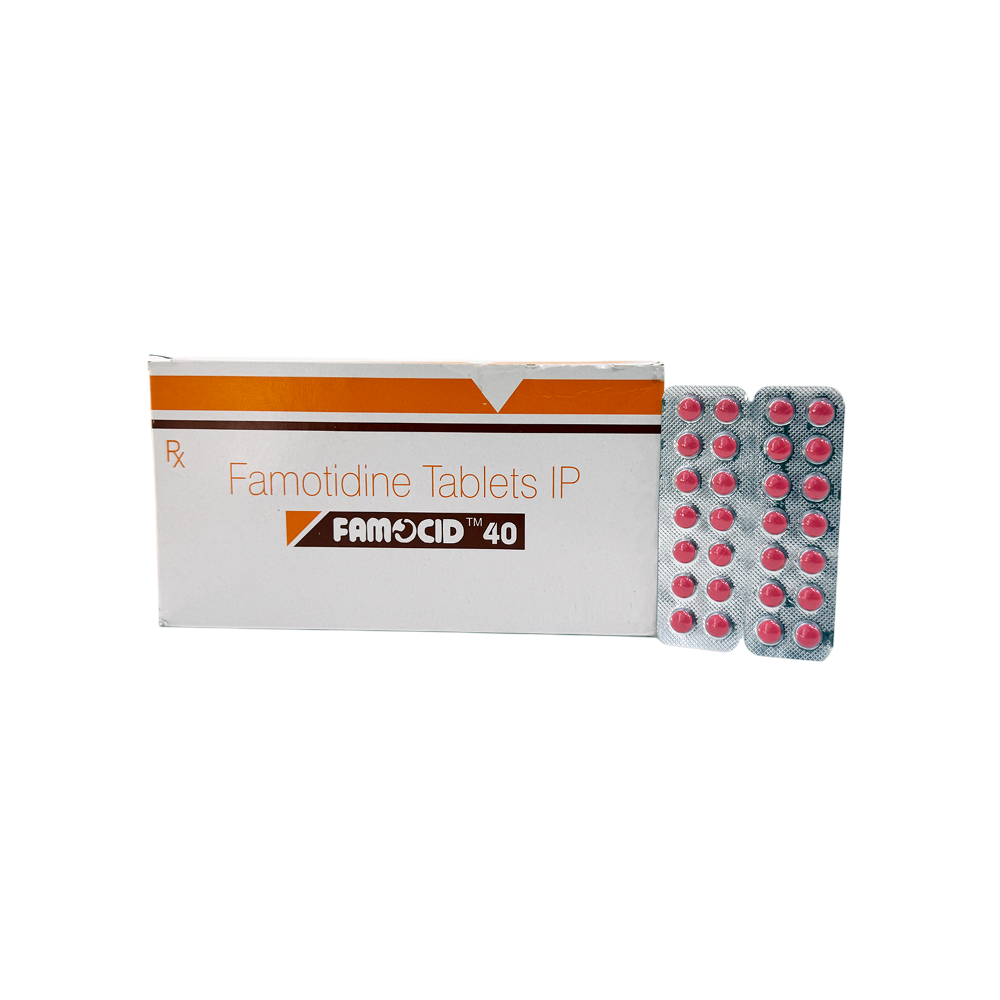 Famocid 40 mg famotidine tablets product pack